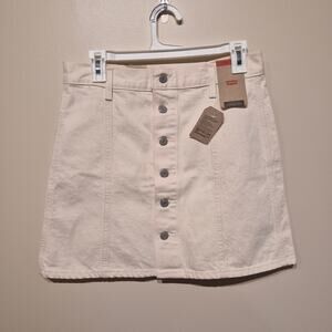 Levi's Ivory Cotton Button Front Denim Mini Skirt 28 NWT